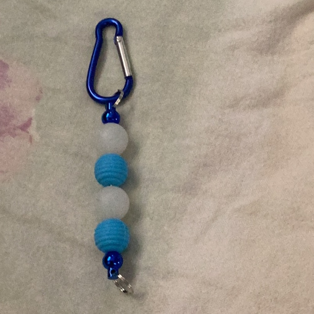 Blue and White Kids Carabiner Keychain